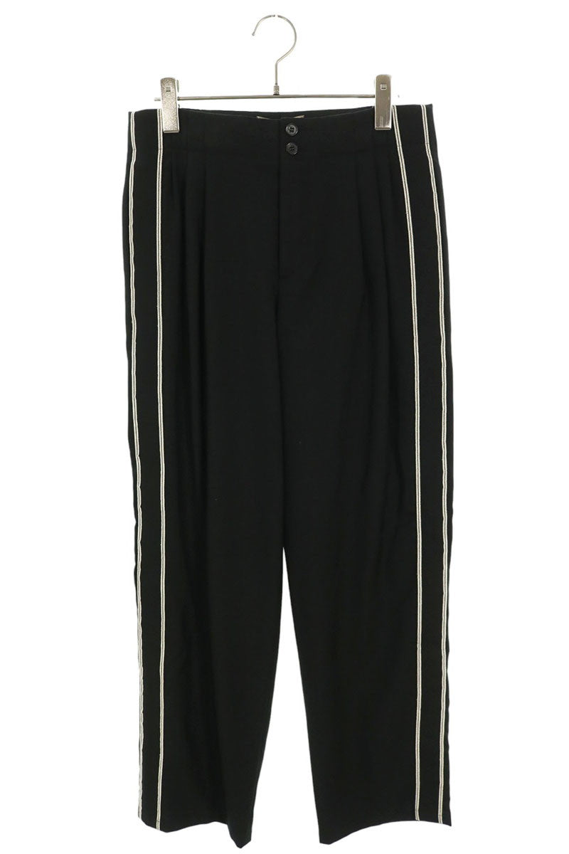 SAINT LAURENT PARIS Side Stripe Pleated Slacks Black Size 44