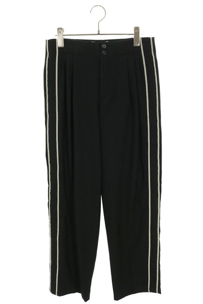 SAINT LAURENT PARIS Side Stripe Pleated Slacks Black Size 44