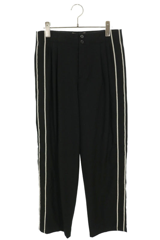 SAINT LAURENT PARIS Side Stripe Pleated Slacks Black Size 44