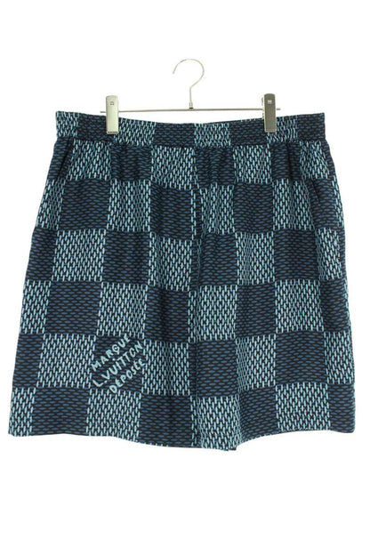 LOUISVUITTON 25AW Blue Damier Monogram Silk Shorts Size 40