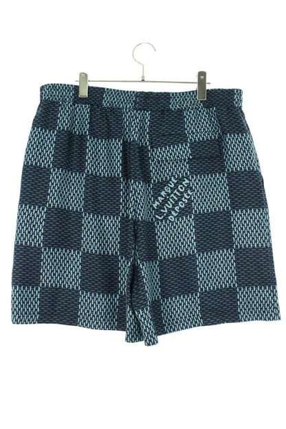 LOUISVUITTON 25AW Blue Damier Monogram Silk Shorts Size 40