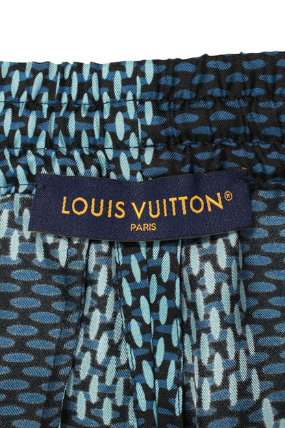 LOUISVUITTON 25AW Blue Damier Monogram Silk Shorts Size 40