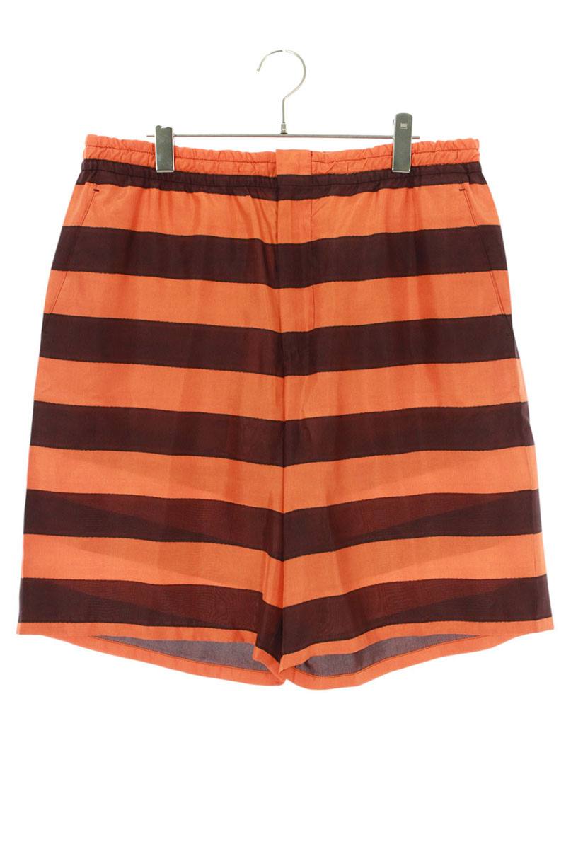 Prada Striped Silk Easy Shorts Orange/Brown Size 34