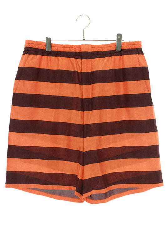 Prada Striped Silk Easy Shorts Orange/Brown Size 34