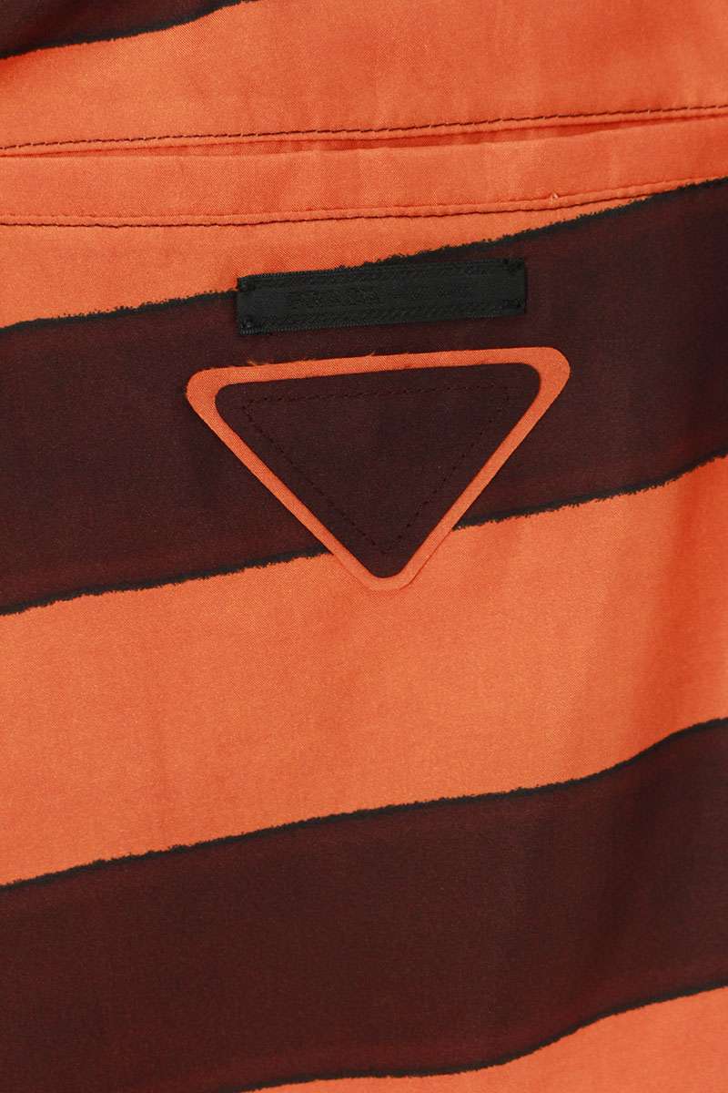 Prada Striped Silk Easy Shorts Orange/Brown Size 34