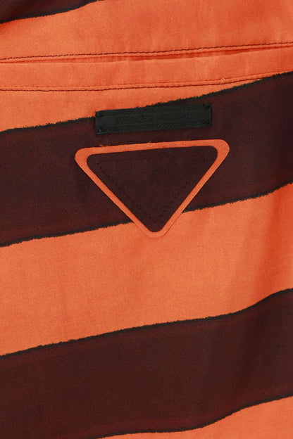 Prada Striped Silk Easy Shorts Orange/Brown Size 34