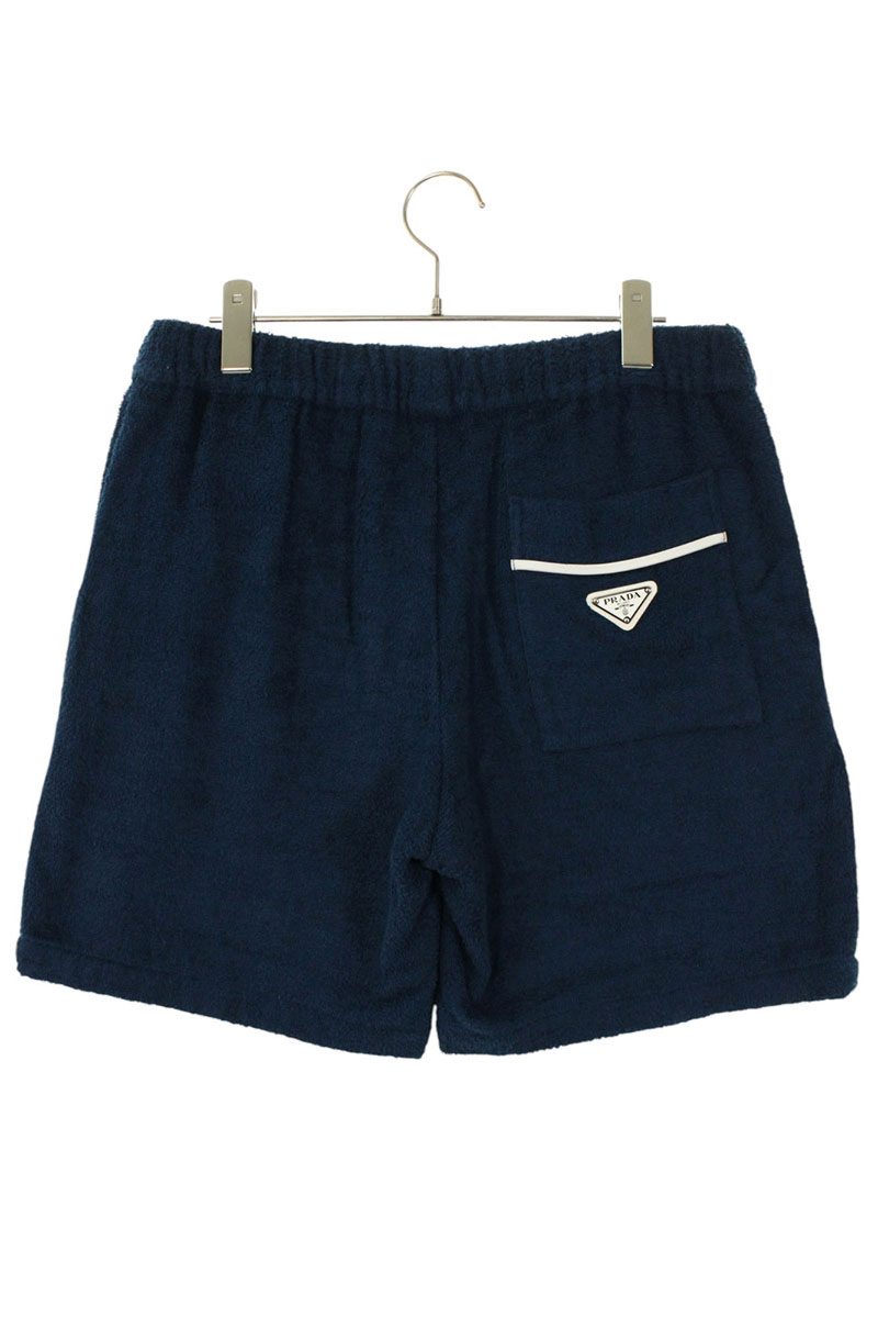 Prada Triangle Logo Terry Cloth Shorts Navy Size 30