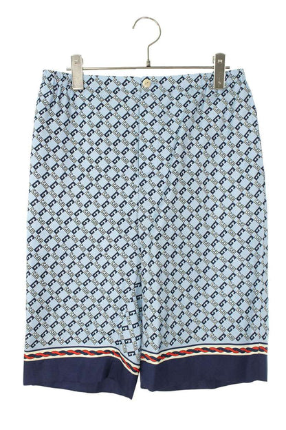 GUCCI All-Over Logo Silk Shorts Blue Size 32
