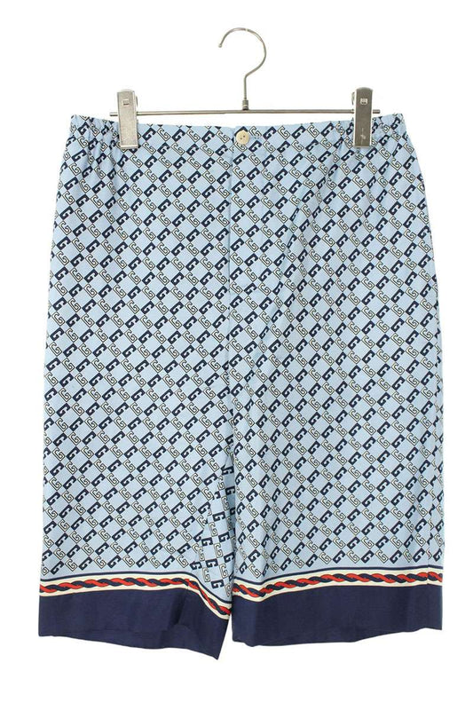 GUCCI All-Over Logo Silk Shorts Blue Size 32