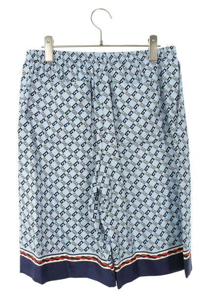 GUCCI All-Over Logo Silk Shorts Blue Size 32