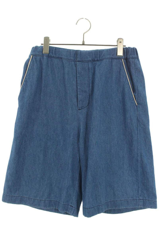 GUCCI Logo Embroidered Cotton Shorts Blue Size 32