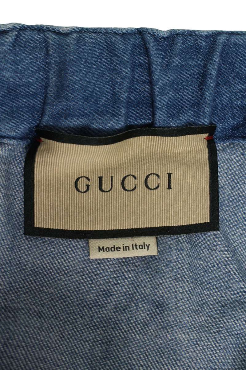 GUCCI Logo Embroidered Cotton Shorts Blue Size 32