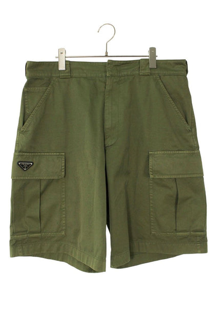 PRADA Re-Nylon Logo Plate Cargo Shorts Green Size 34