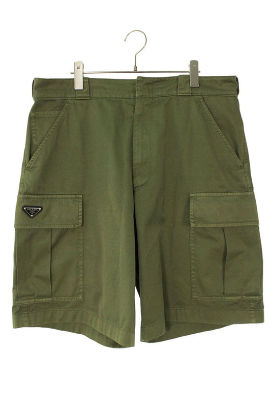 PRADA Re-Nylon Logo Plate Cargo Shorts Green Size 34