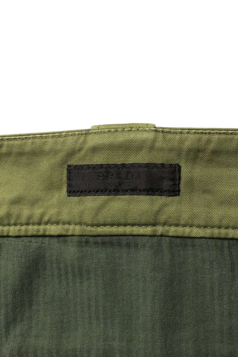 PRADA Re-Nylon Logo Plate Cargo Shorts Green Size 34