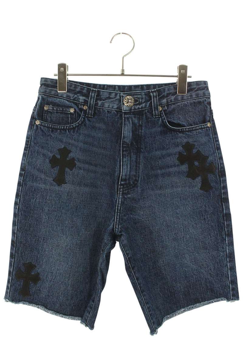 Chrome Hearts DENIM SHORTS Cross Patch Button Indigo Size 26