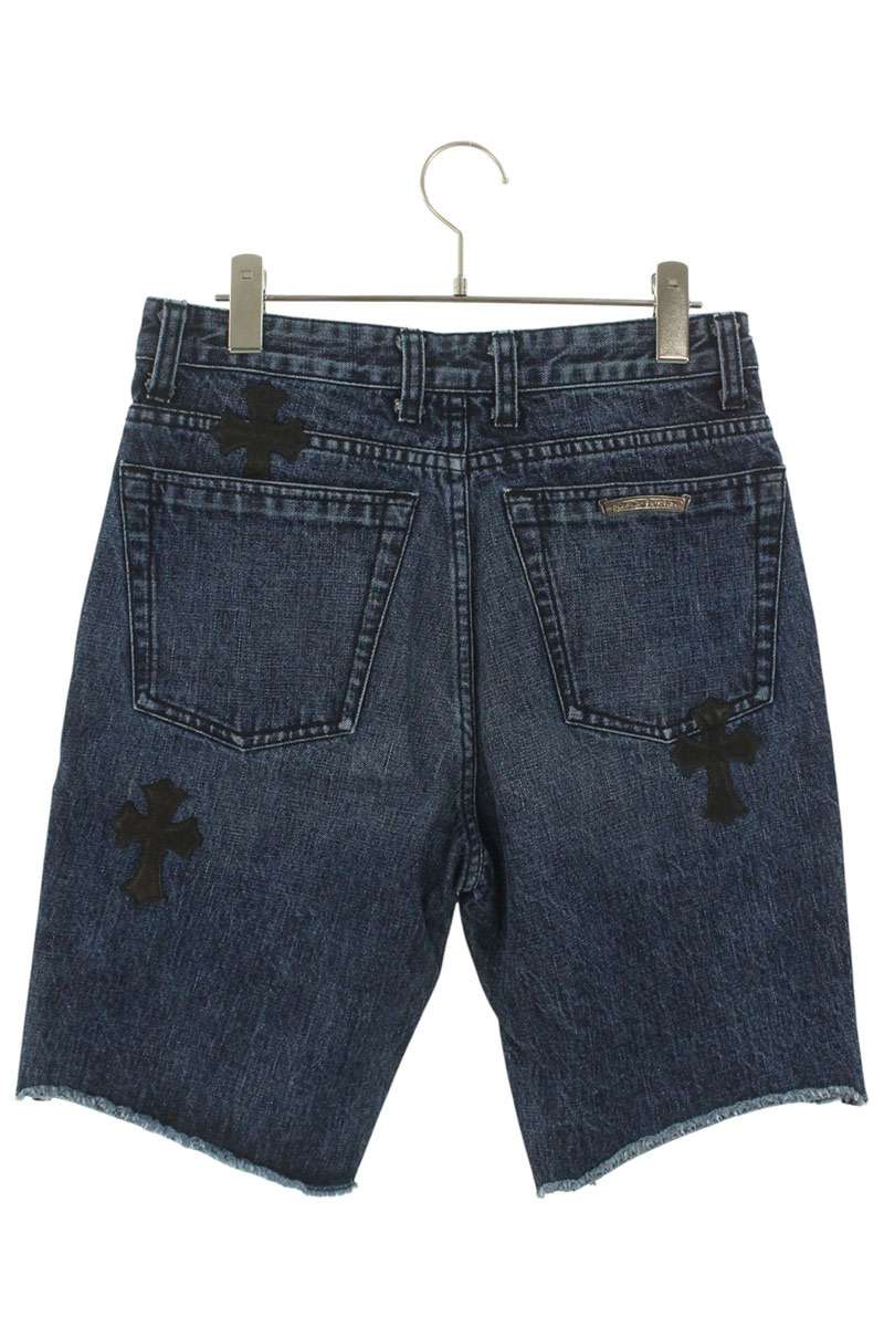Chrome Hearts DENIM SHORTS Cross Patch Button Indigo Size 26