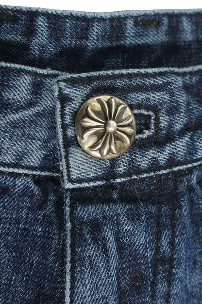 Chrome Hearts DENIM SHORTS Cross Patch Button Indigo Size 26