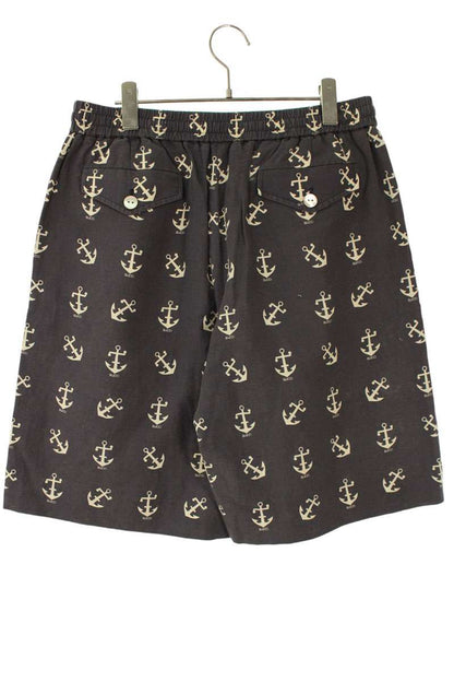GUCCI Anchor Print Linen Cotton Shorts Gray Size 34