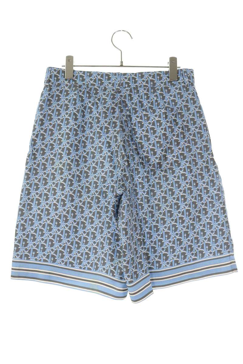 DIOR Oblique All-Over Print Silk Shorts Blue Size 32
