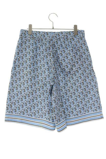 DIOR Oblique All-Over Print Silk Shorts Blue Size 32