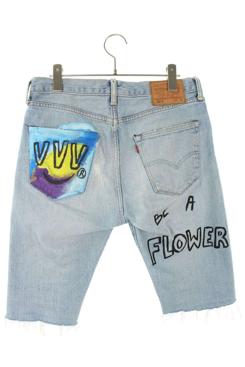 LEVI'S Painted Denim Shorts Indigo Multi Size 30