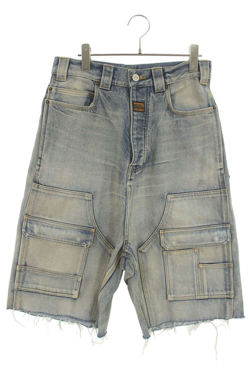 BALENCIAGA Blue Baggy Cargo Denim Shorts Size 28