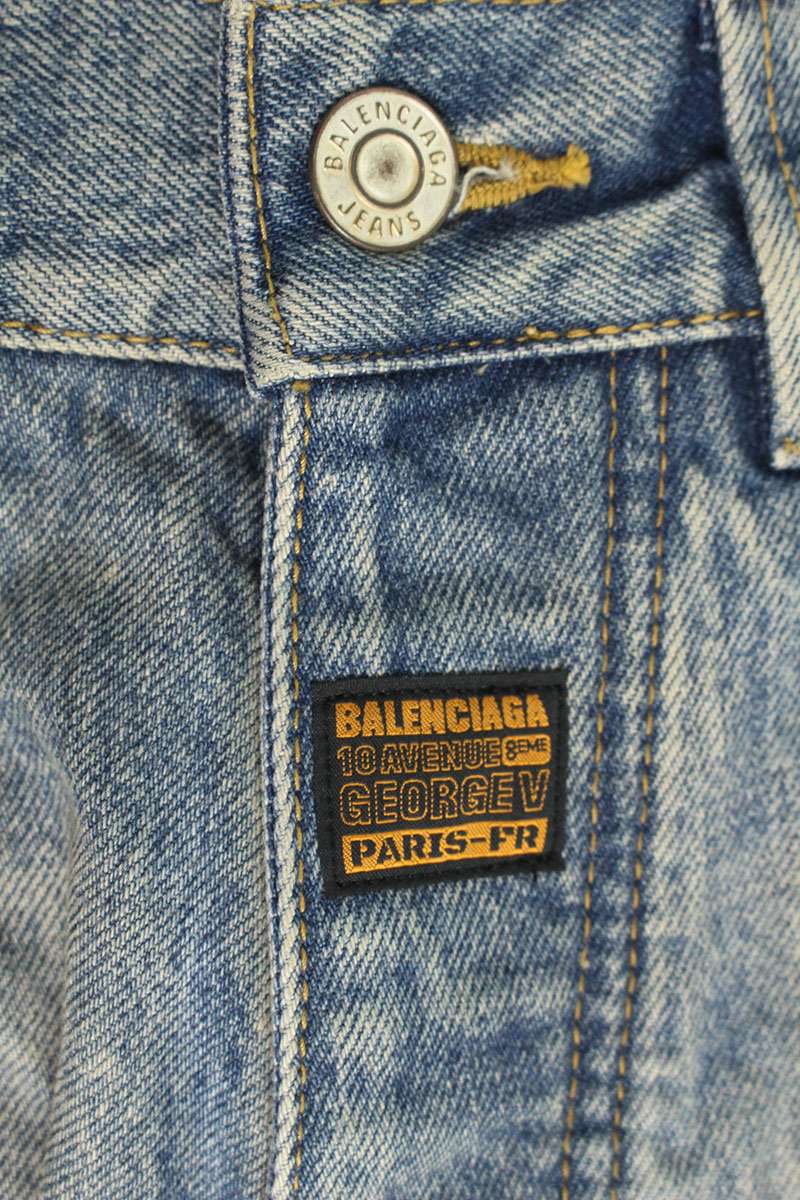 BALENCIAGA Blue Baggy Cargo Denim Shorts Size 28