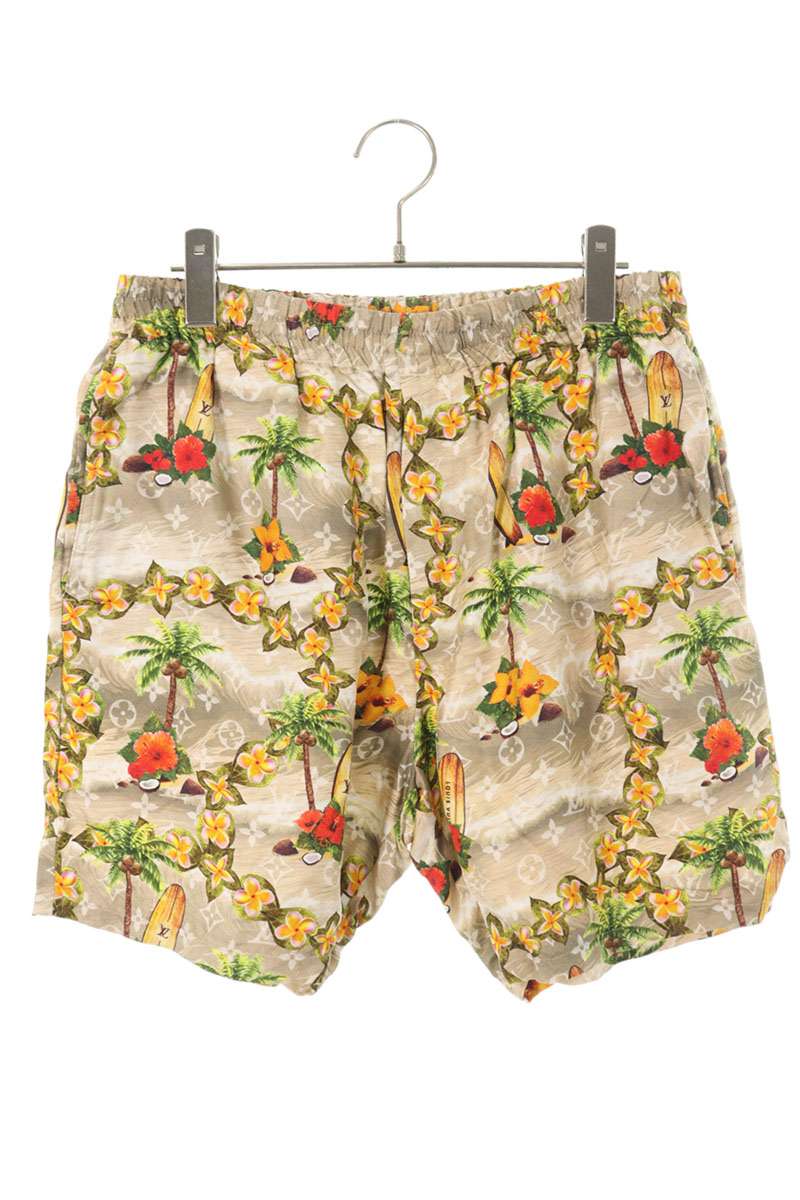 LOUISVUITTON 24AW Monogram Flower Silk Shorts Beige Size 34