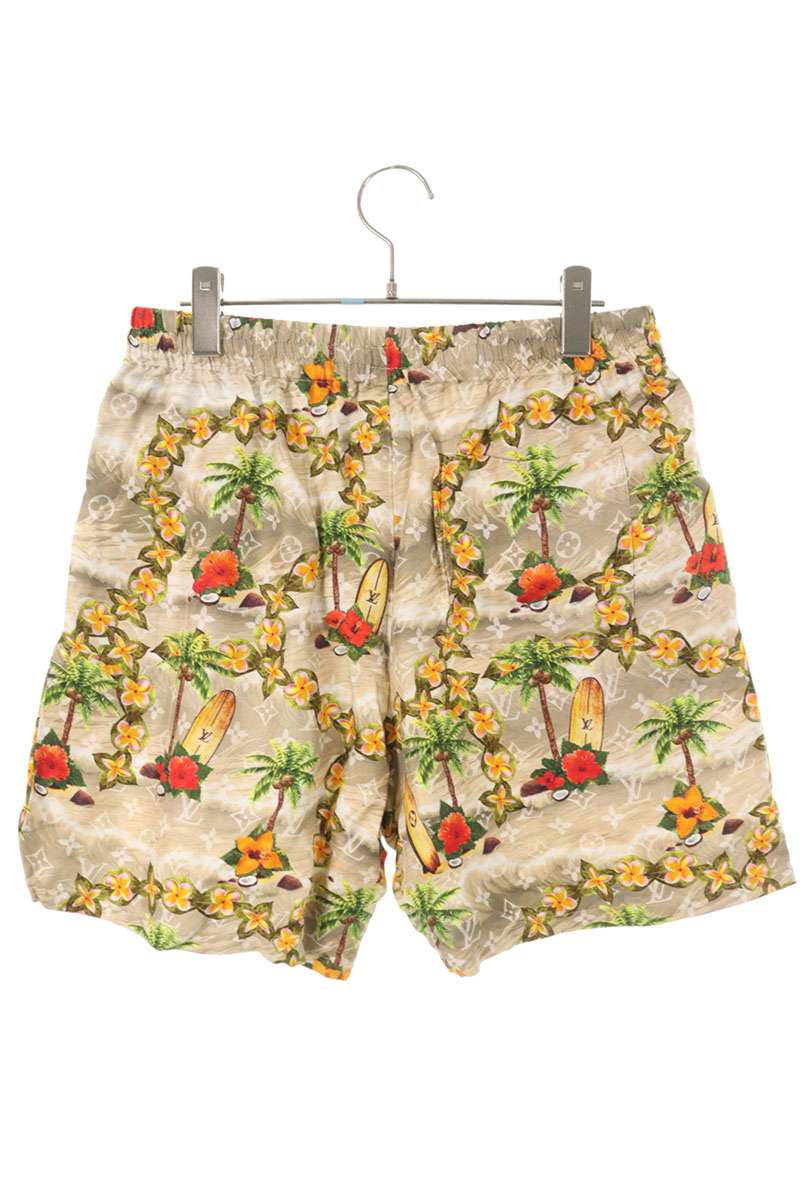 LOUISVUITTON 24AW Monogram Flower Silk Shorts Beige Size 34