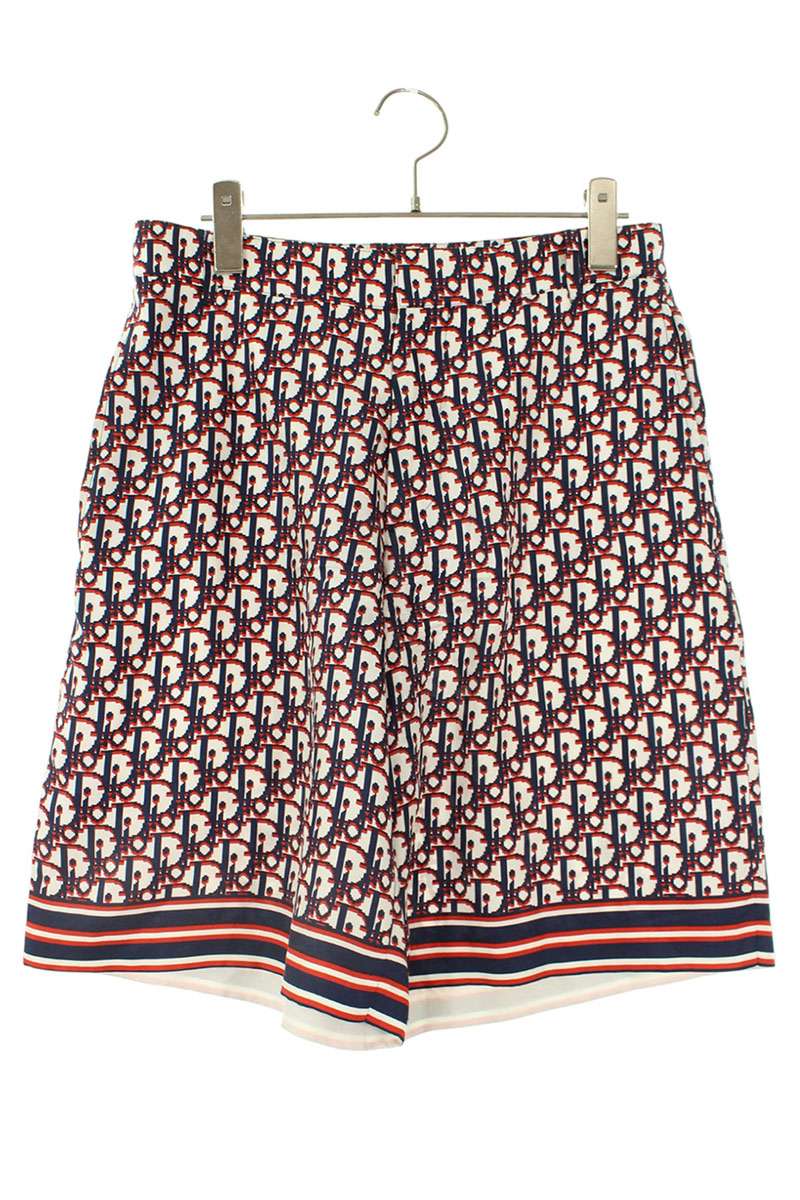 DIOR Oblique Pattern Silk Shorts Red Size 32