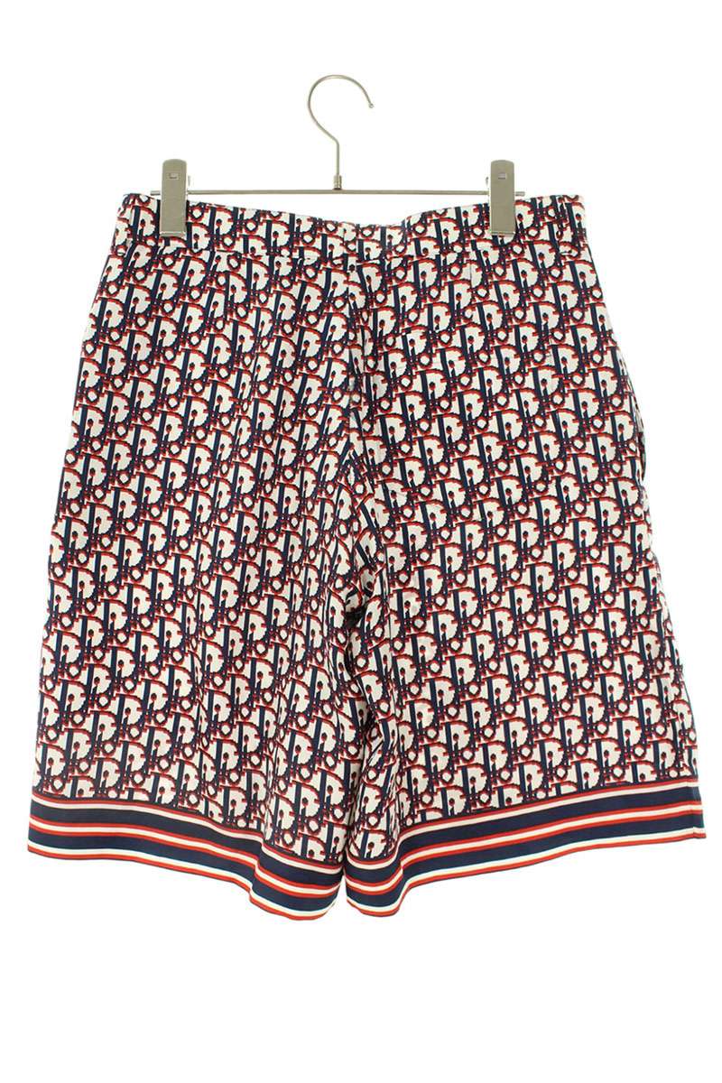 DIOR Oblique Pattern Silk Shorts Red Size 32