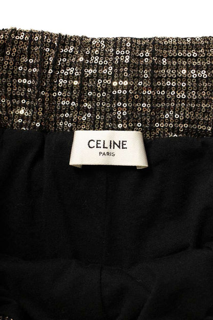 CELINE All-Over Sequin Shorts Gold/Black Size 30