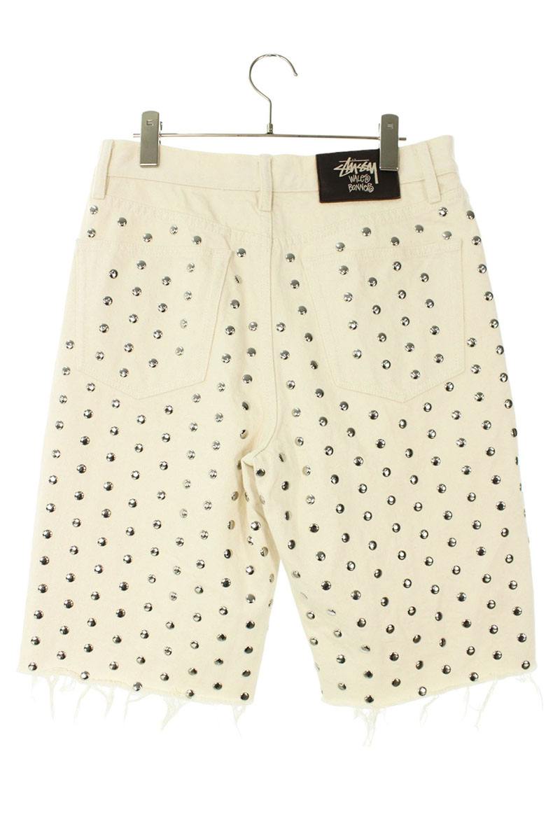 STUSSY x Wales Bonner Studded Denim Shorts White Size 30