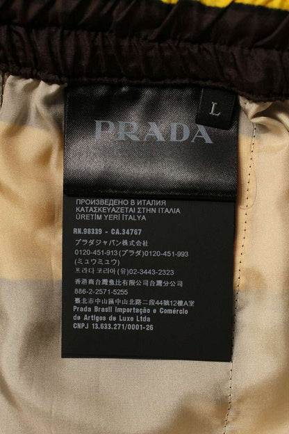 Prada Striped Silk Shorts Yellow Brown Size 34