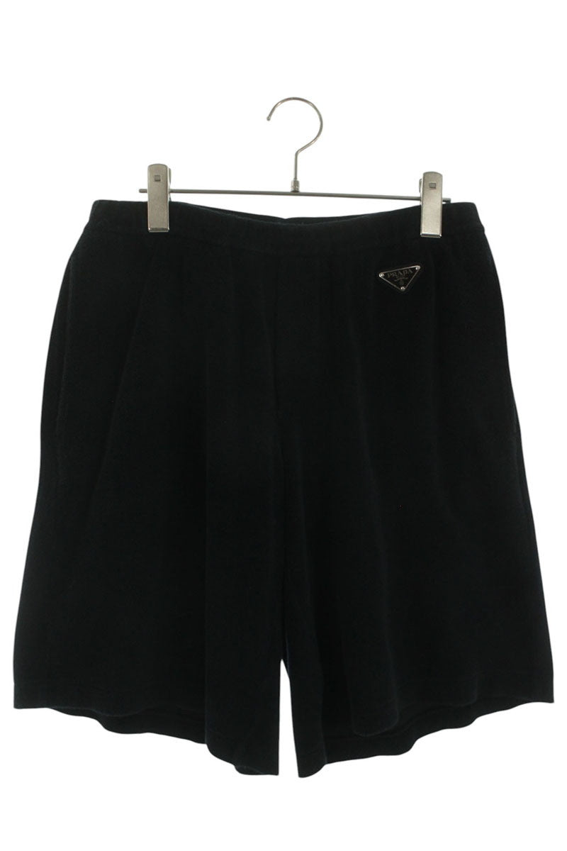 Prada Black Triangle Logo Terry Easy Shorts Size 32