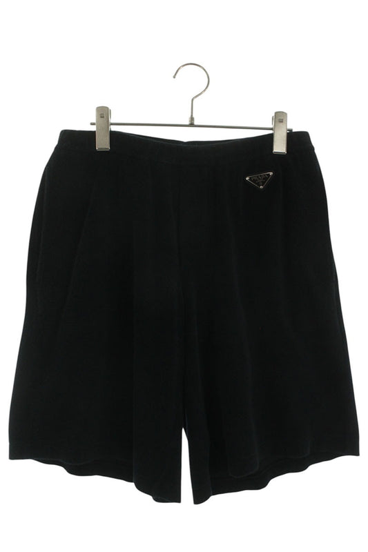 Prada Black Triangle Logo Terry Easy Shorts Size 32