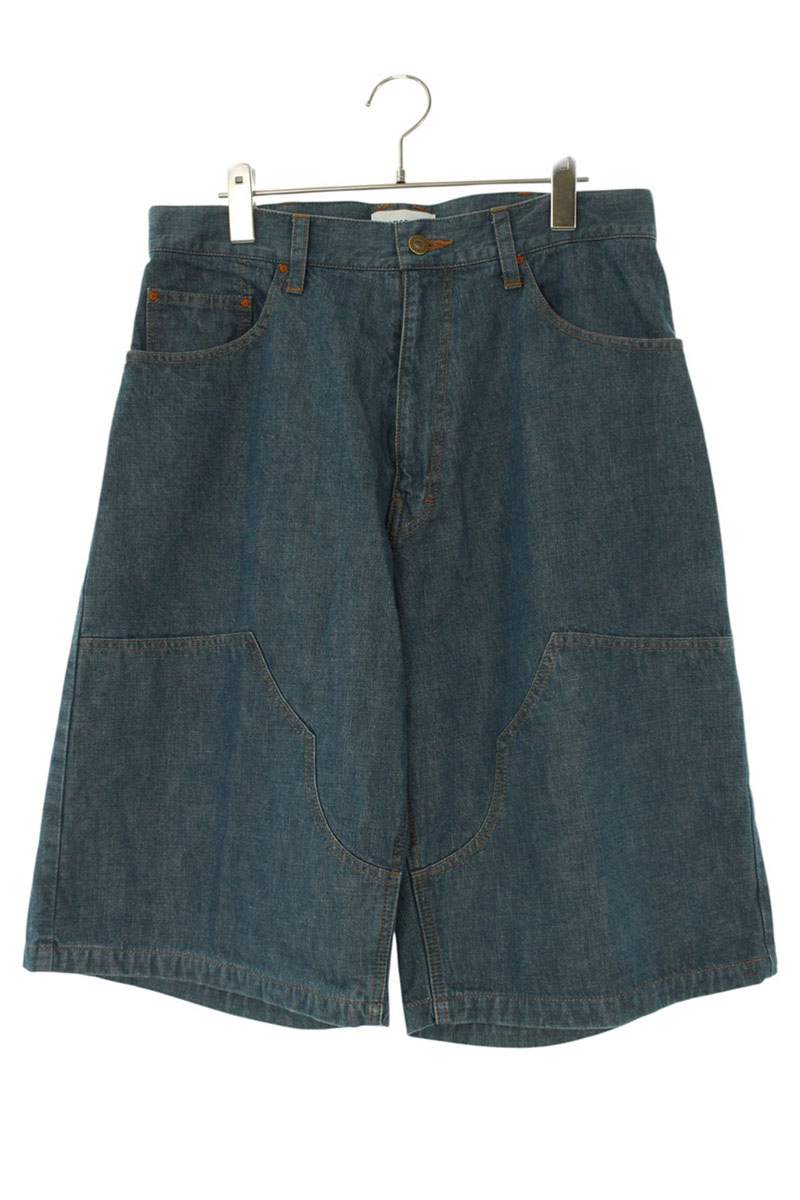 KOZABURO 26SS Wide Leg Knee Patch Shorts Blue Size 30