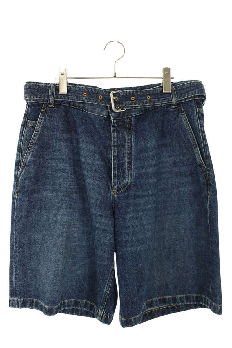 Bottega Veneta Belted Indigo Cotton Denim Shorts Size 36