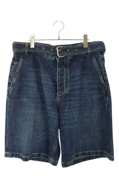 Bottega Veneta Belted Indigo Cotton Denim Shorts Size 36