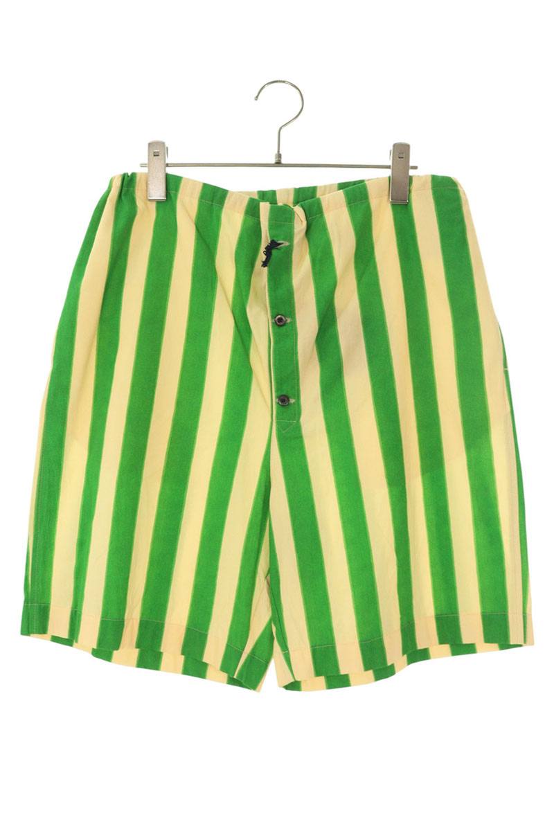 Prada Green/Beige Striped Cotton Button Fly Shorts Size 32