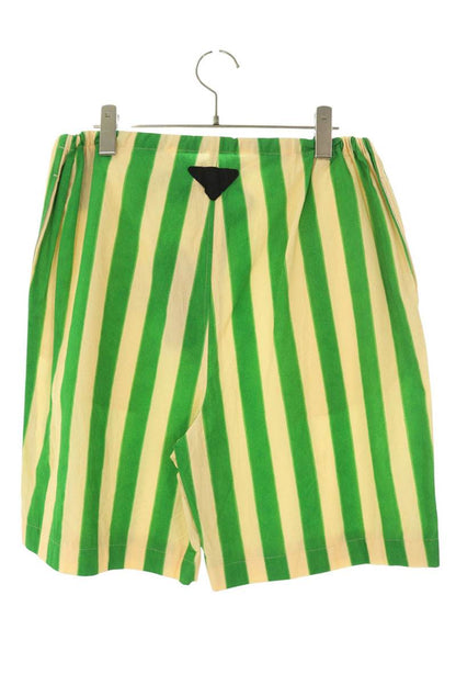 Prada Green/Beige Striped Cotton Button Fly Shorts Size 32