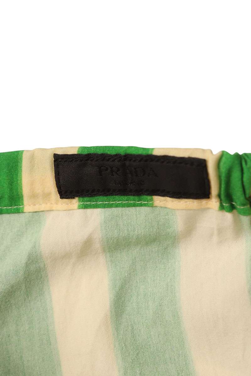 Prada Green/Beige Striped Cotton Button Fly Shorts Size 32