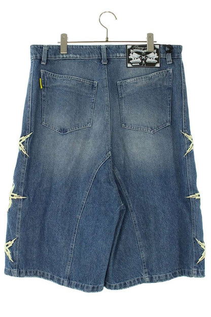 FORMY STUDIO Embroidered Damaged Denim Shorts Indigo Size 34
