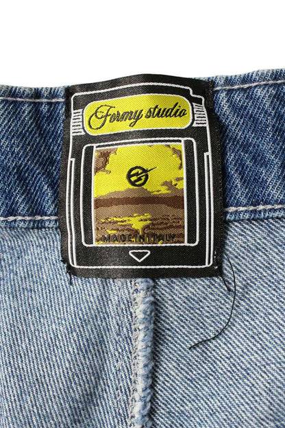 FORMY STUDIO Embroidered Damaged Denim Shorts Indigo Size 34