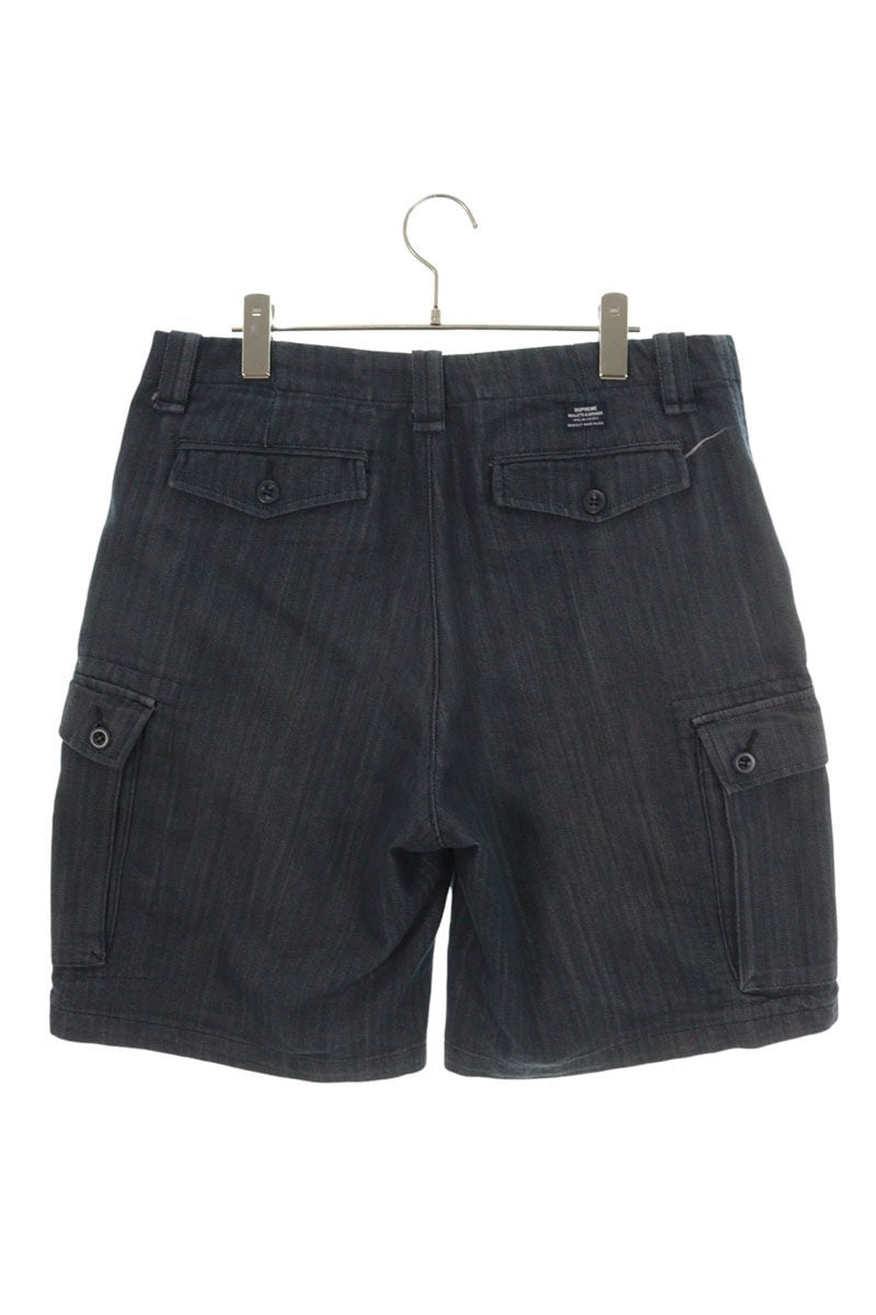 SUPREME Herringbone Cargo Shorts Navy Cotton Size 32