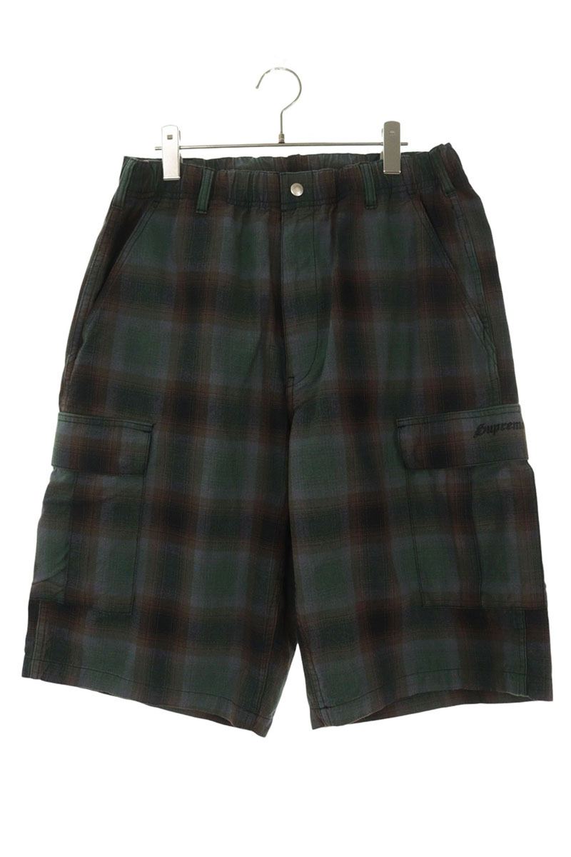 SUPREME 25SS Shadow Plaid Cargo Shorts Green Size 34