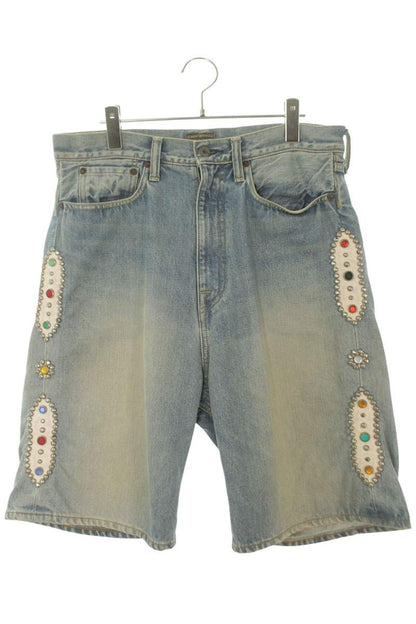 KAPITAL Rhinestone Embellished Indigo Denim Shorts Size 32