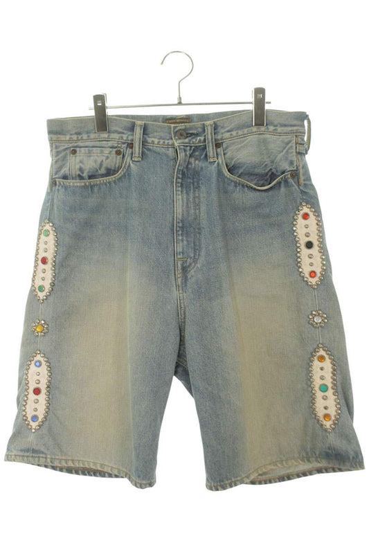 KAPITAL Rhinestone Embellished Indigo Denim Shorts Size 32