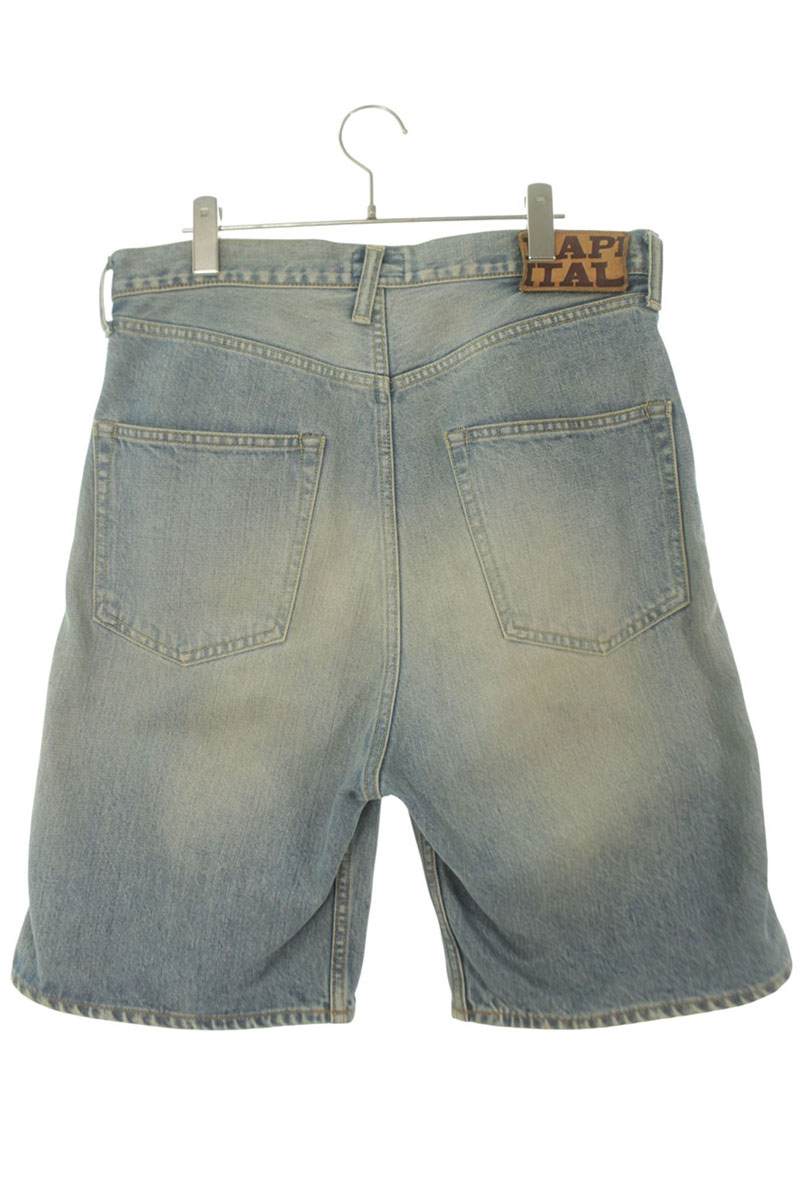 KAPITAL Rhinestone Embellished Indigo Denim Shorts Size 32